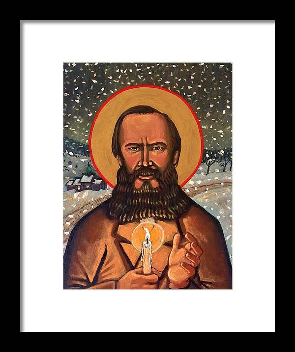 Bearded Man Framed Print featuring the painting Fyodor Dostoevsky by Kelly Latimore