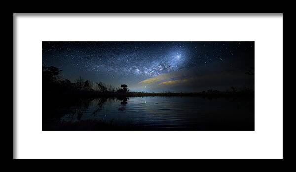 Milky Way Framed Print featuring the photograph Galaxy Pond by Mark Andrew Thomas