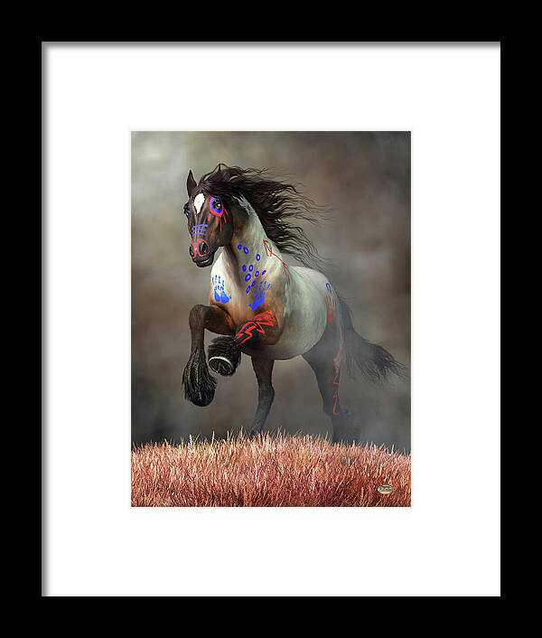Galloping War Horse Framed Print featuring the digital art Galloping War Horse by Daniel Eskridge