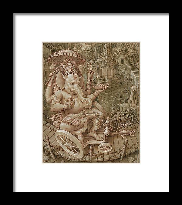 Ganesha Framed Print featuring the pastel Ganesha by Kurt Wenner