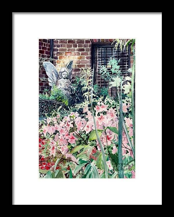Angel Framed Print featuring the painting Angel of the Azaleas by Merana Cadorette