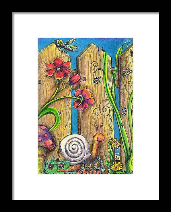 Garden Framed Print featuring the drawing Garden Fence by Vicki Noble