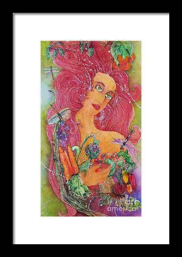 Vegetables Framed Print featuring the painting Garden Goddess of the Vegetables by Carol Losinski Naylor