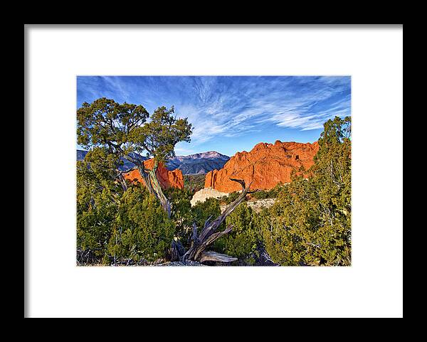 Sunrise Framed Print featuring the photograph Garden of the Gods Sunrise by Bob Falcone
