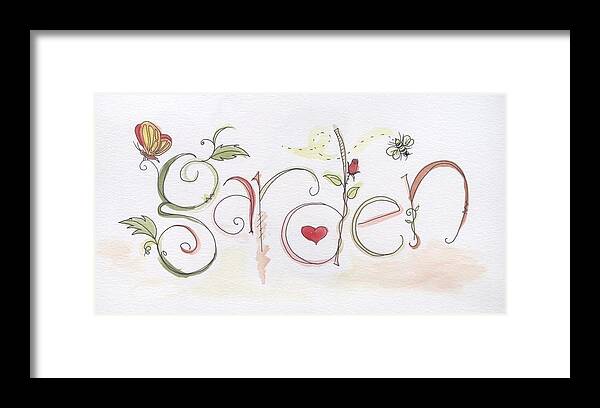 Garden Framed Print featuring the painting Garden word by Lisa Mutch