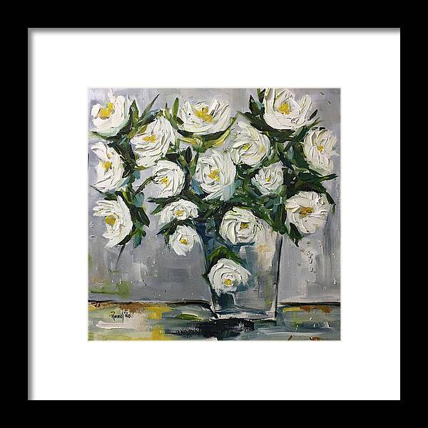 Gardenias Framed Print featuring the painting Gardenias in Bloom by Roxy Rich