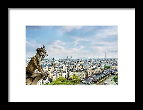Gargoyle Framed Print featuring the photograph Gargoyle of Notre Dame Cathedral in Paris II by Alexios Ntounas