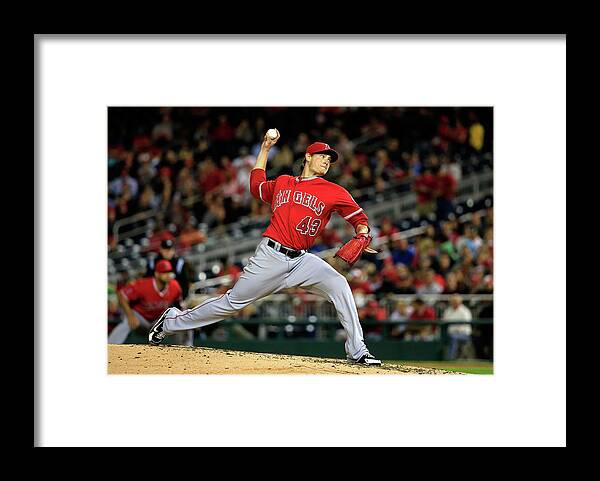 American League Baseball Framed Print featuring the photograph Garrett Richards by Rob Carr