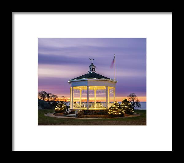 Gazebo Framed Print featuring the photograph Gazebo Lights, Stage Fort Park by Michael Hubley