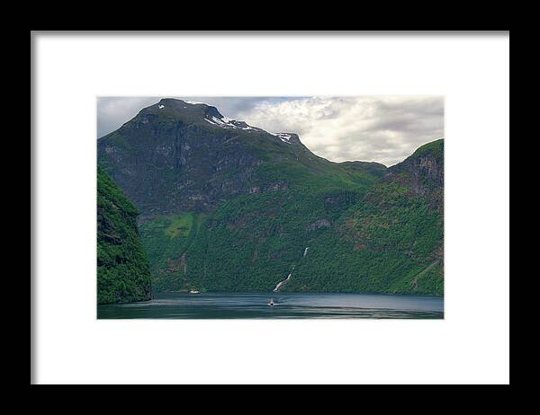 Boat Framed Print featuring the photograph Geirangerfjord in Norway by Matthew DeGrushe