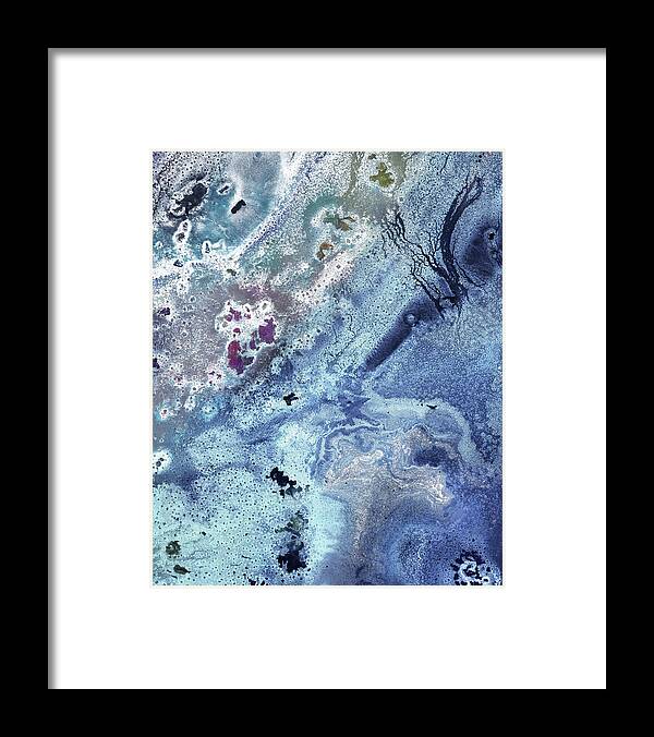 Beach Art Framed Print featuring the painting Gem Of The Sea Salty Blue Waves Of Crystals Watercolor Beach Art Decor VIII by Irina Sztukowski