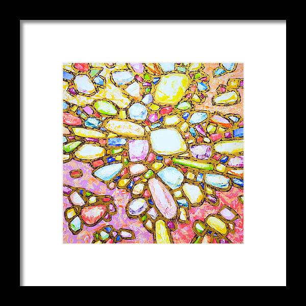Stones Framed Print featuring the painting Gems in Gold 6. by Iryna Kastsova