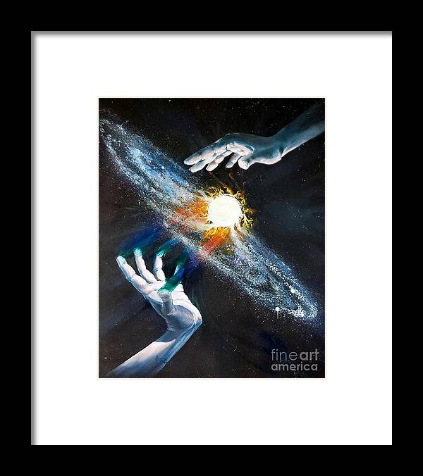 Genesis Framed Print featuring the painting Genesis, First Day by Merana Cadorette