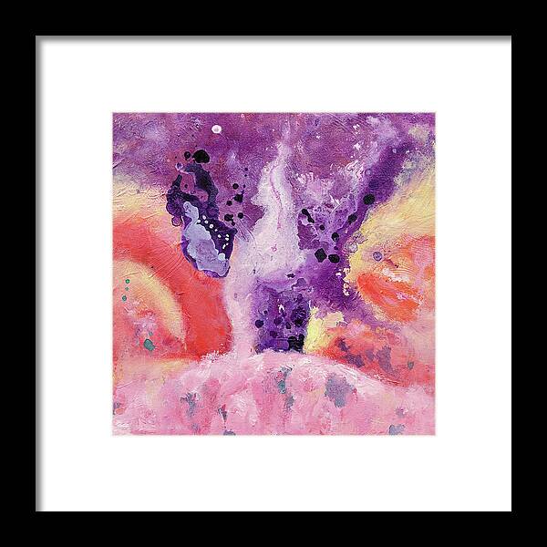 Abstract Framed Print featuring the painting Gentle Eruption by Maria Meester