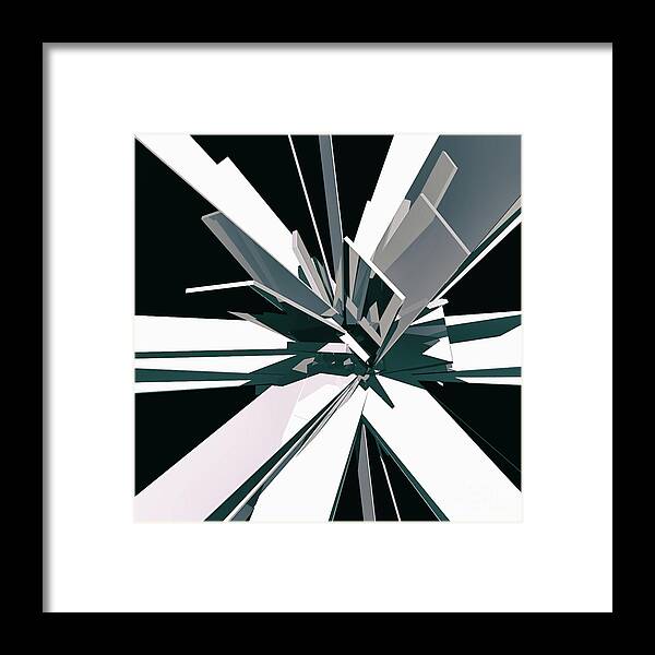 Monotone Framed Print featuring the digital art Geometric Cluster by Phil Perkins