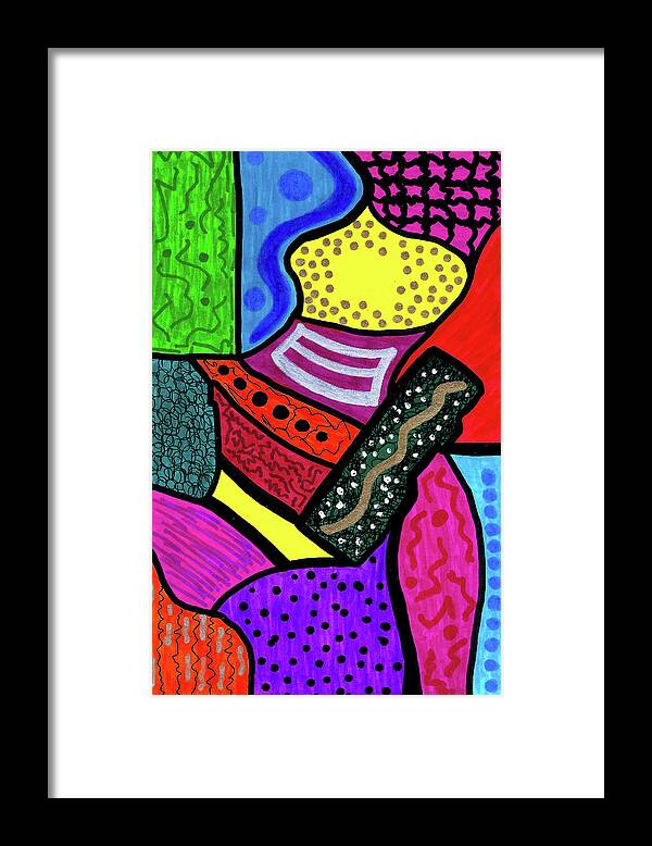 Original Drawing/painting Framed Print featuring the drawing Geometric Elegance by Susan Schanerman