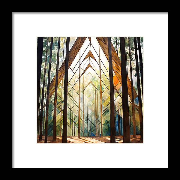 Architecture And Nature Framed Print featuring the painting Geometric Shapes in Nature Art by Lourry Legarde
