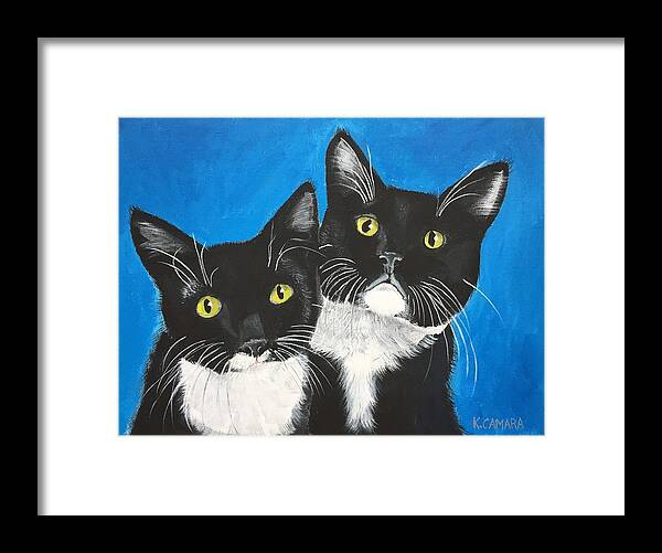 Pets Framed Print featuring the painting George and Grayson by Kathie Camara