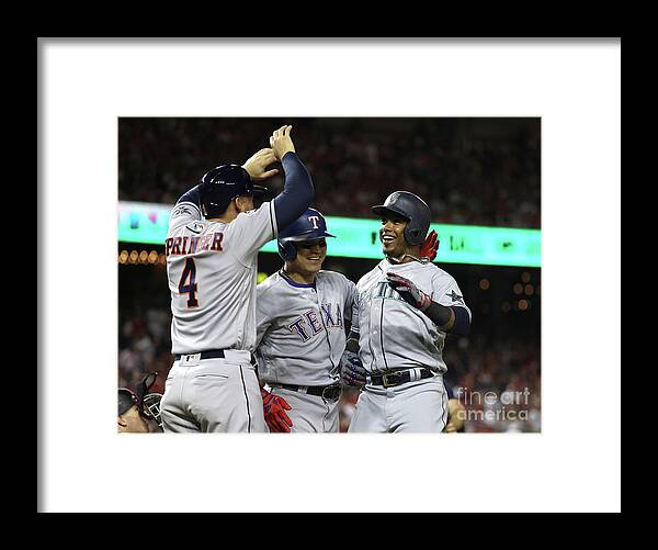 Three Quarter Length Framed Print featuring the photograph George Springer, Jean Segura, and Shin-soo Choo by Patrick Smith