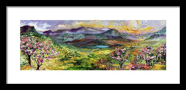 Mountain Oil Paintings Framed Print featuring the painting Georgia Mountain Retreat In Spring by Ginette Callaway