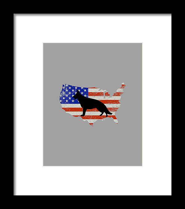 United States Framed Print featuring the digital art German Shepherd and United States by Deb Bryce