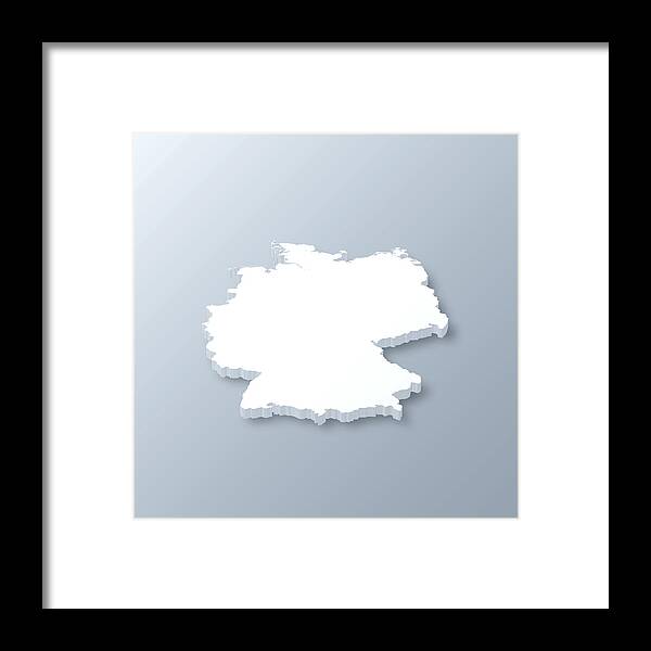 Shadow Framed Print featuring the drawing Germany 3D Map on gray background by Bgblue