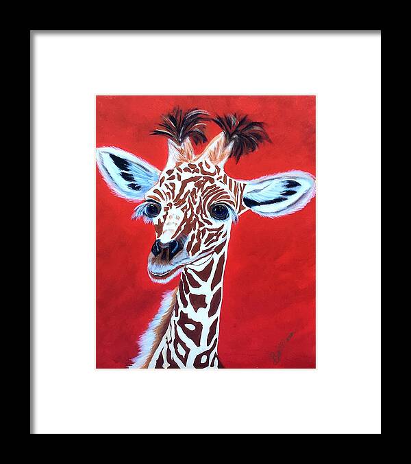  Framed Print featuring the painting Gerry the Giraffe by Bill Manson