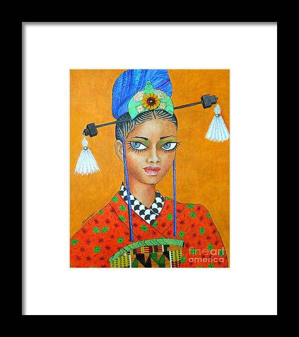 African Woman Framed Print featuring the painting Ghanaian Geisha by Jayne Somogy