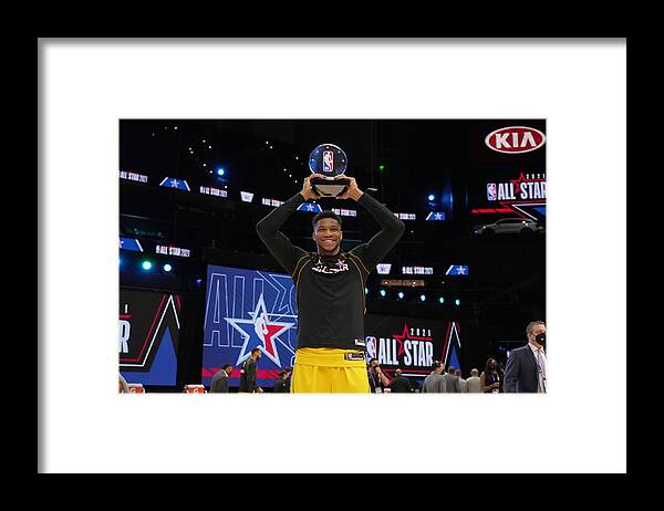 Atlanta Framed Print featuring the photograph Giannis Antetokounmpo and Kobe Bryant by Jesse D. Garrabrant