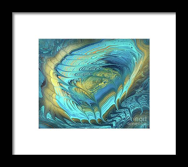 Poured Acrylic Framed Print featuring the painting Gilded Nebula Nest by Lucy Arnold