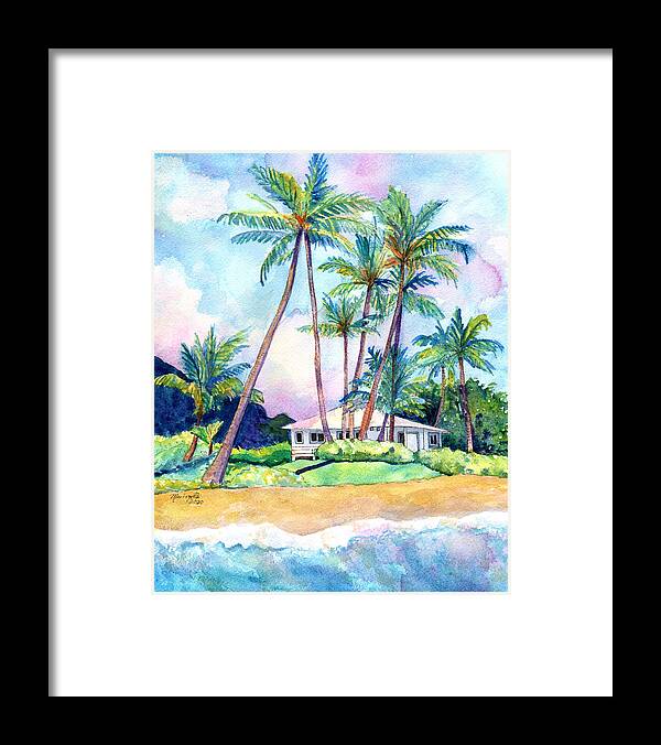 Kauai Art Framed Print featuring the painting Gillin's Beach House by Marionette Taboniar
