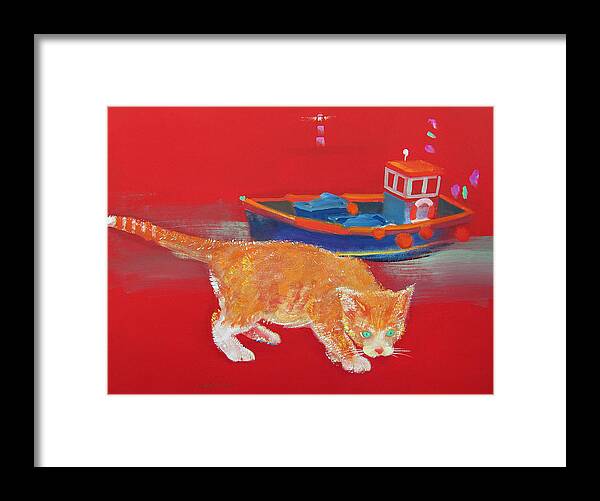Cat Framed Print featuring the painting Ginger Tabby Cat by Charles Stuart