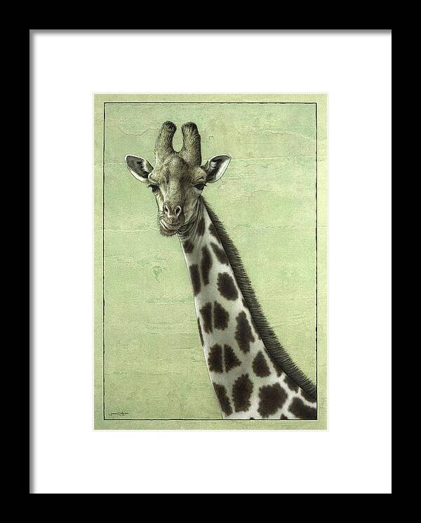 Giraffe Framed Print featuring the painting Giraffe by James W Johnson