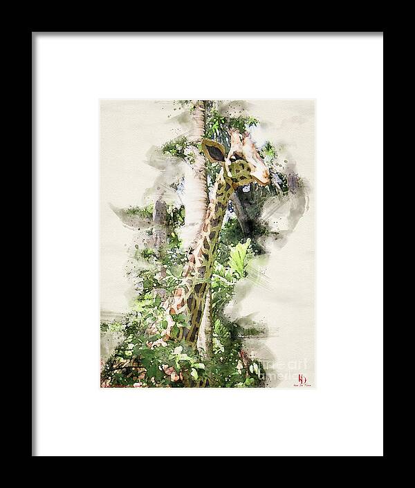 Giraffe Framed Print featuring the digital art Giraffe by Kenneth De Tore