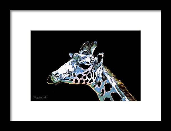 Animals. Giraffe Framed Print featuring the digital art Giraffe by Pennie McCracken