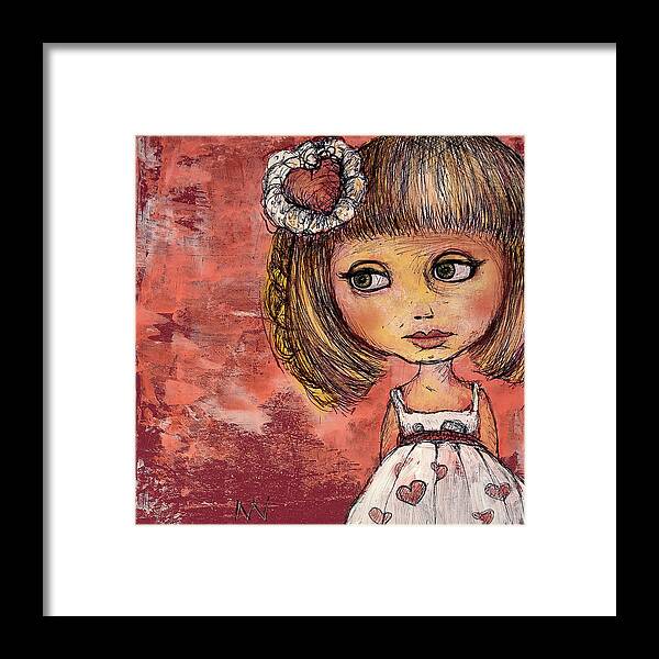 Love Framed Print featuring the mixed media Girl of Hearts by AnneMarie Welsh