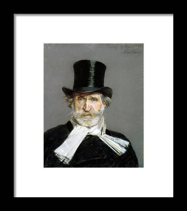 Giuseppe Verdi Framed Print featuring the painting Giuseppe Verdi -1813-1901- Retrato de Giovanni Baldini. GIOVANNI BOLDINI. by Album