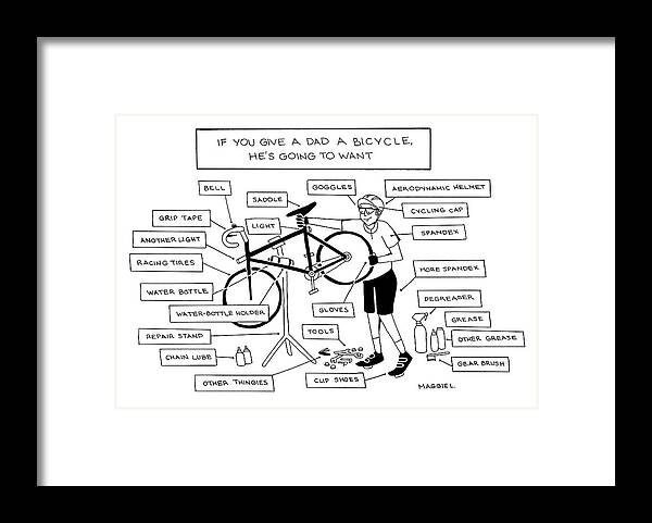  If You Give A Dad A Bicycle Framed Print featuring the drawing Give a Dad a Bicycle by Maggie Larson
