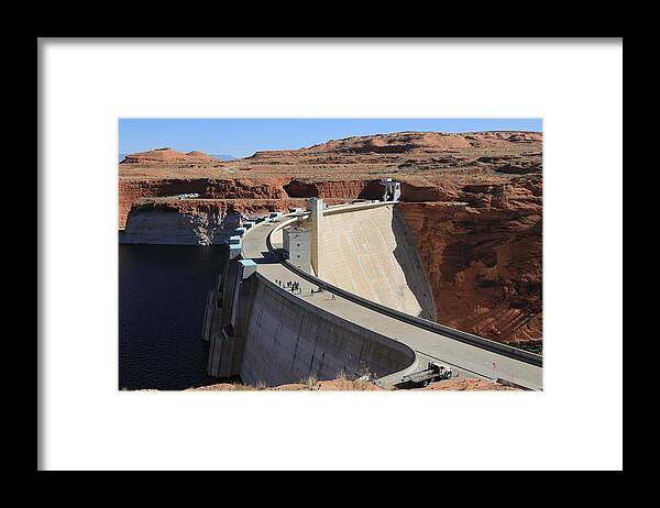 Glen Canyon Dam Framed Print featuring the photograph Glen Canyon Dam and Lake Powell by Richard Krebs