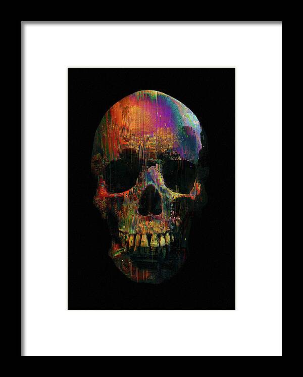 Skull Framed Print featuring the digital art Glitchy Species by Nicebleed