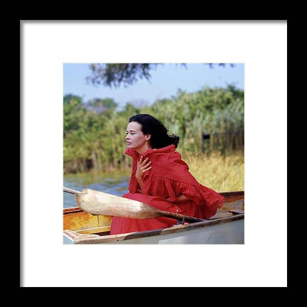 Boating Framed Print featuring the drawing Gloria Vanderbilt Cooper in Anne Fogarty Shawl by Gianni Penati
