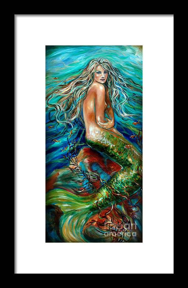 Mermaid Framed Print featuring the painting Glorious Depths by Linda Olsen