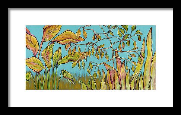 Colorful Plants Framed Print featuring the painting Glory by Darcy Lee Saxton