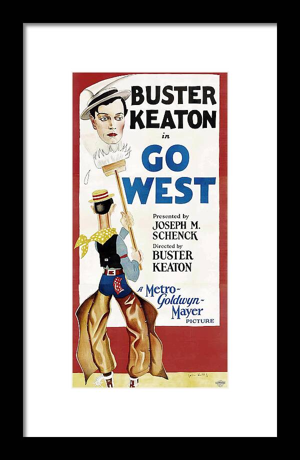 Go Framed Print featuring the mixed media ''Go West'' 2, with Buster Keaton, 1925 by Movie World Posters
