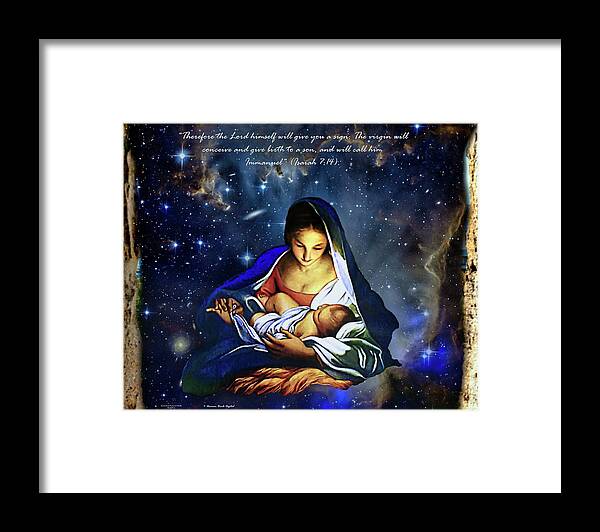 Prophesy Framed Print featuring the digital art God Himself Shall Give You a Sign by Norman Brule