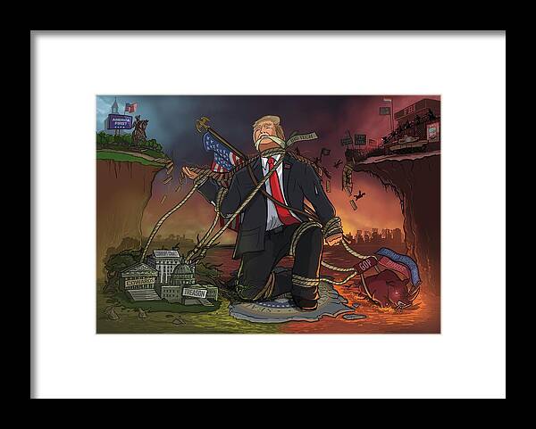 Trump Framed Print featuring the digital art Struggle for the Survival of Our Nation by Emerson Design