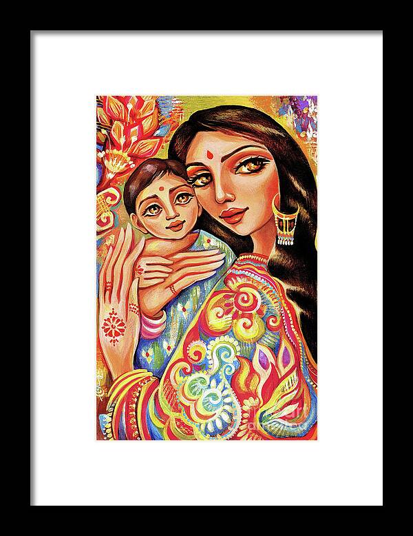 Mother And Child Framed Print featuring the painting Goddess Blessing by Eva Campbell