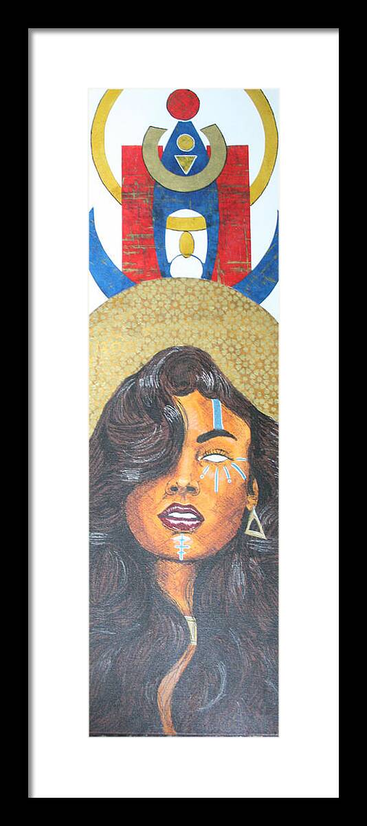Black Framed Print featuring the mixed media Goddess Oeden The Wise by Edmund Royster