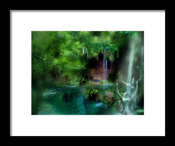 Goddess Framed Print featuring the mixed media Goddess Of The Waterfall by Carol Cavalaris