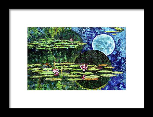 Water Lilies Framed Print featuring the painting God's Dream by John Lautermilch